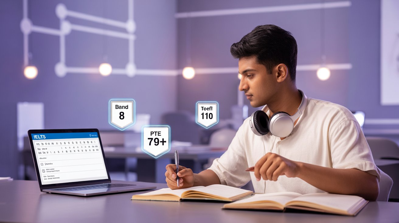 a focused young indian male student mid